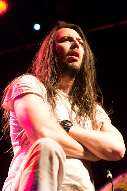 Andrew W.K. performing on stage during a Toronto concert.
