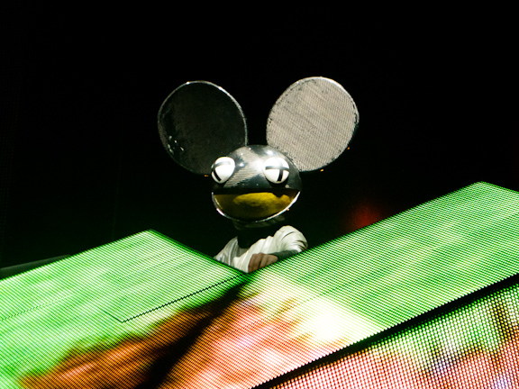 deadmau5 performing behind the decks at VELD Music Festival in Toronto.