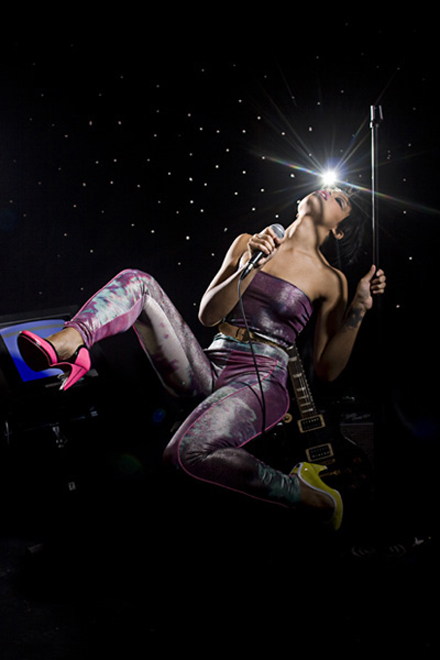 Fefe Dobson performing during Duets.